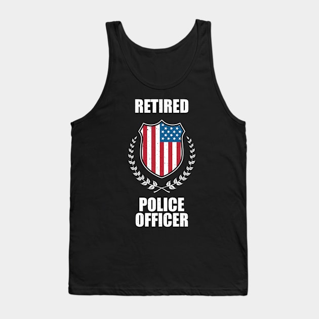 Retired Police Officer Proud Patriotic Officer American Flag Tank Top by 5StarDesigns